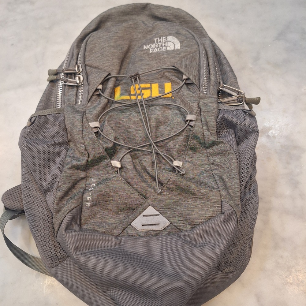 The North Face Jester Backpack Unisex OS Gray LSU Tigers Embroidered School Bag